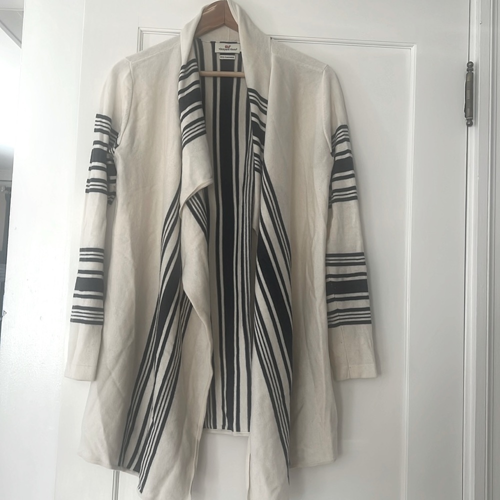 Vineyard Vines Blue and White striped Waterfall Cardigan Sz S